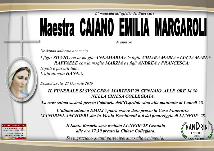 FUNEBRE MAESTRA CAIANO EMILIA MARGAROLI