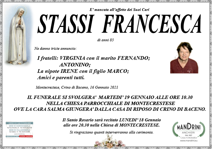 FUNEBRE STASSI FRANCESCA