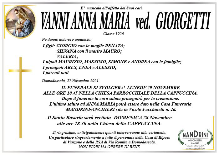 FUNEBRE VANNI ANNA MARIA