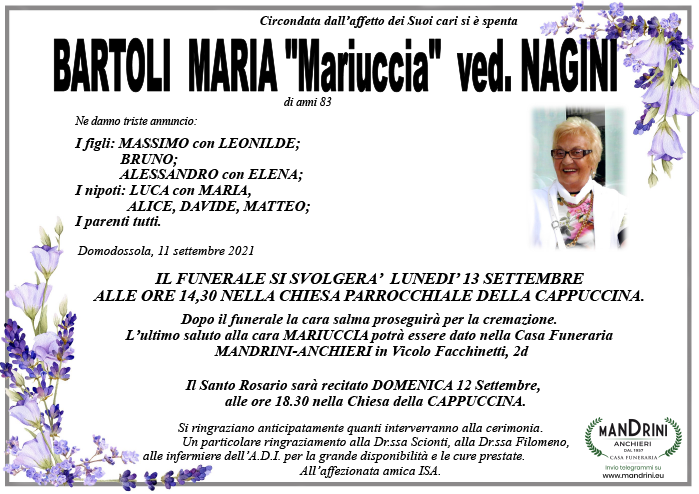 Funebre BARTOLI MARIA