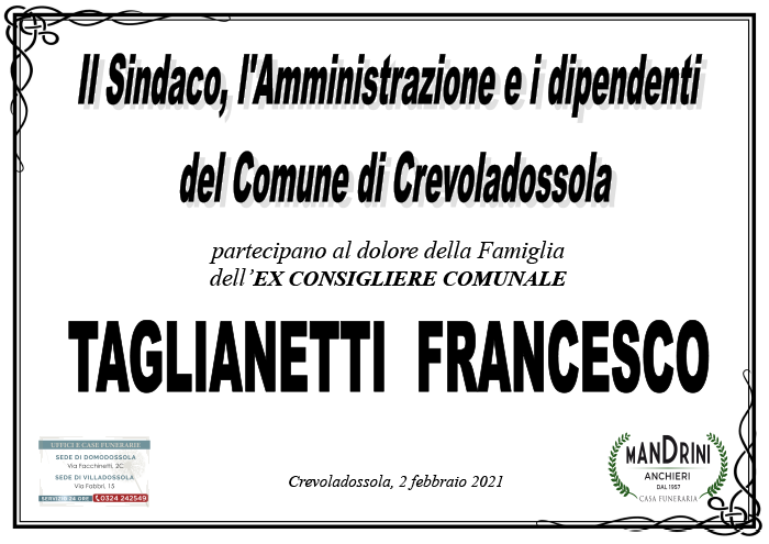 PARTECIPAZIONE AMMINISTRAZIONE COMUNALE per TAGLIANETTI FRANCESCO