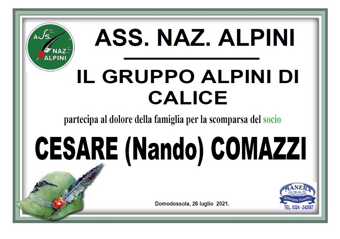 Partecipazione Alpini di Calice per Cesare Nando Comazzi