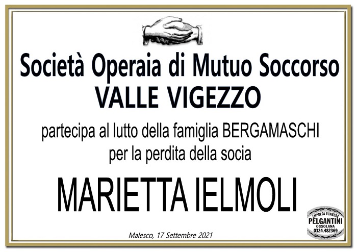 Partecipazione Società Operaia Valle Vigezzo per Marietta Ielmoli