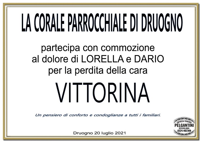 Partecipazioni Corale parrocchiale Druogno per Vittorina Ferrari