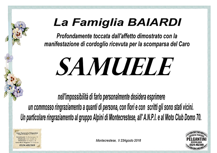 baiardi ringraziamento
