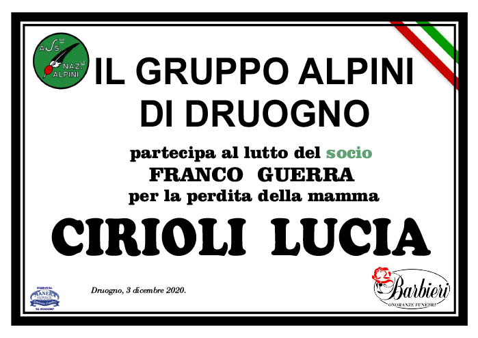 cirioli lucia Partec. ALPINI GRUPPO DI DRUOGNO Cirioli Lucia