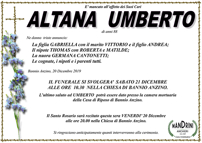 funebre ALTANA UMBERTO