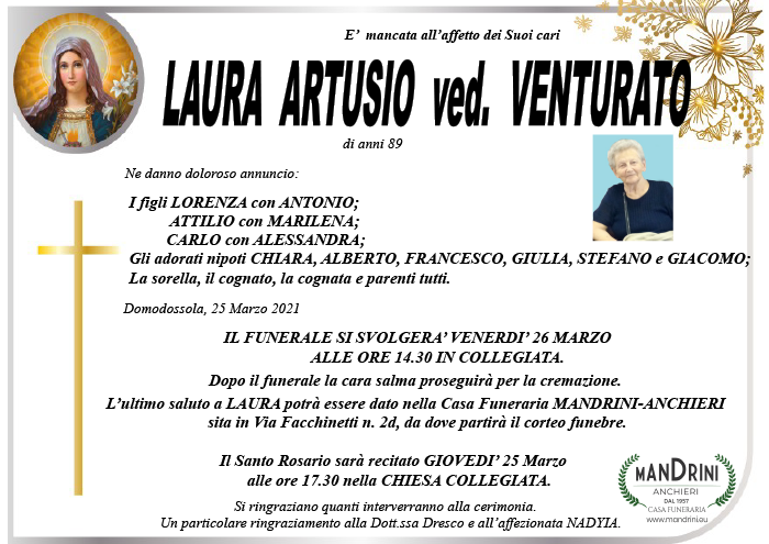 funebre ARTUSIO LAURA
