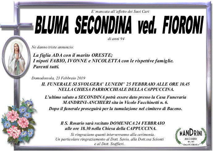funebre BLUMA SECONDINA