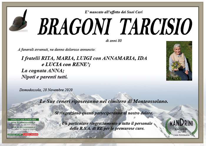 funebre BRAGONI TARCISIO