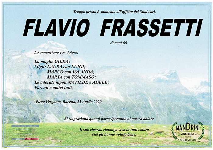 funebre FRASSETTI FLAVIO