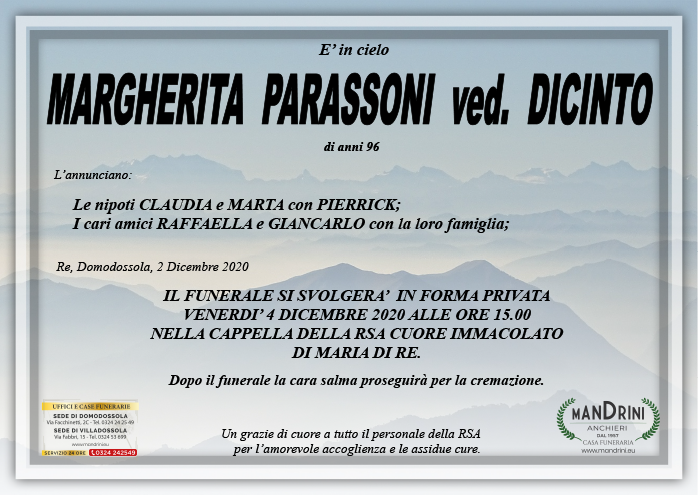 funebre MARGHERITA PARASSONI