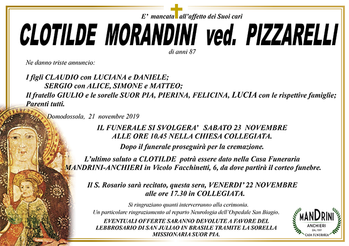 funebre MORANDINI pizzarelli CLOTILDE