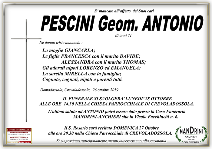 funebre PESCINI GEOM. ANTONIO