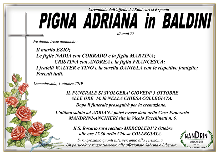 funebre PIGNA ADRIANA
