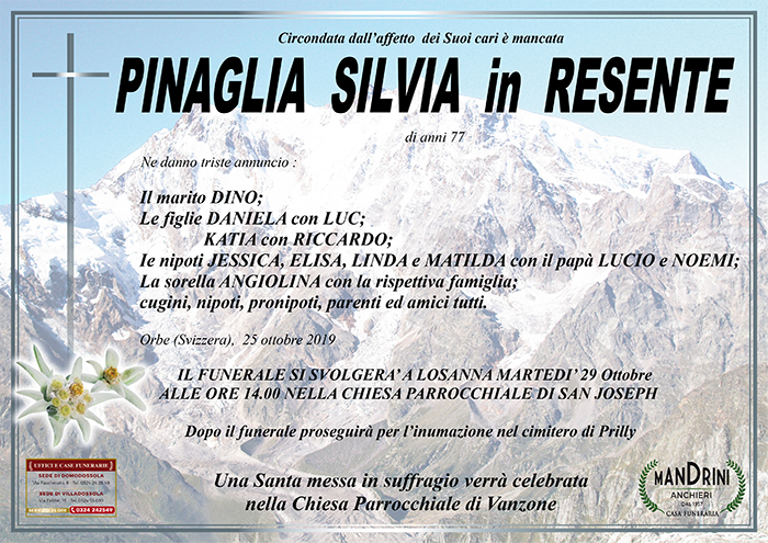 funebre PINAGLIA SILVIA