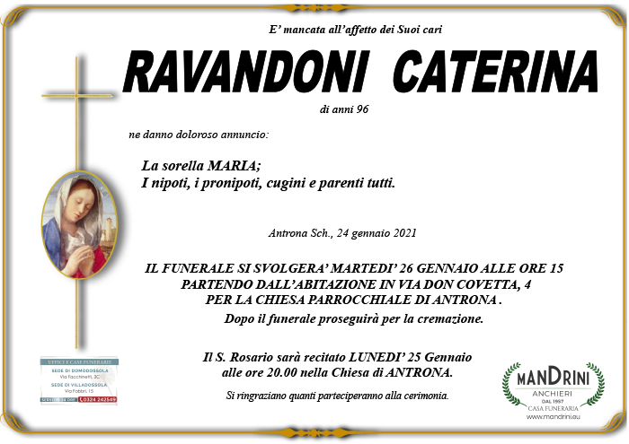 funebre RAVANDONI CATERINA