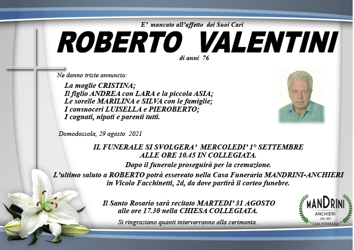 funebre ROBERTO VALENTINI