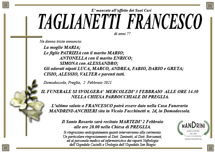 funebre TAGLIANETTI FRANCESCO