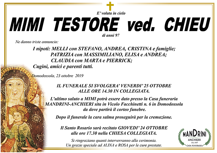 funebre TESTORE MIMI