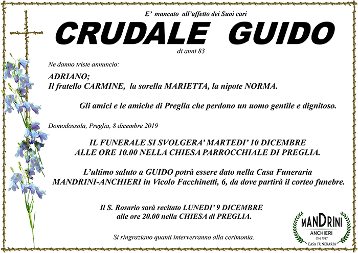 funerale CRUDALE GUIDO