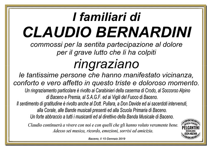 ringraziamento bernardini