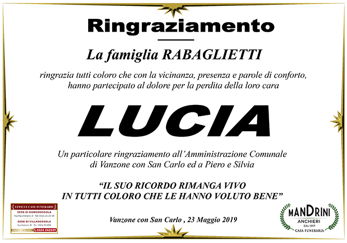 ringraziamento falcioni