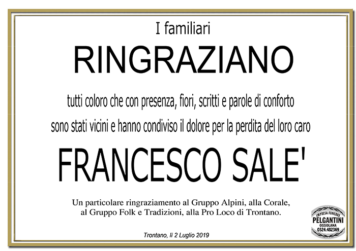 ringraziamento francesco sale