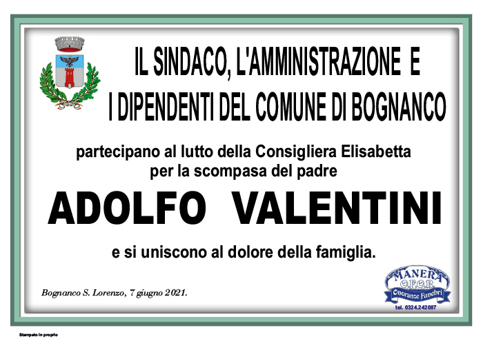 valenttini adolfo partec. COMUNE DI BOGNANCO Valentini Adolfo