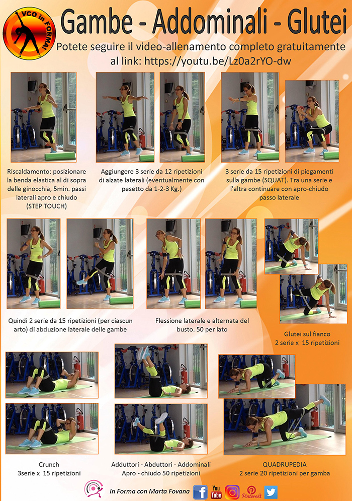 01 allenamento gambe addominali glutei bende elastiche